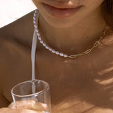 half gold half pearl necklace