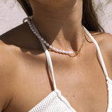 half gold half pearl choker necklace