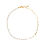 half gold half pearl choker
