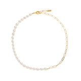 half gold half pearl choker