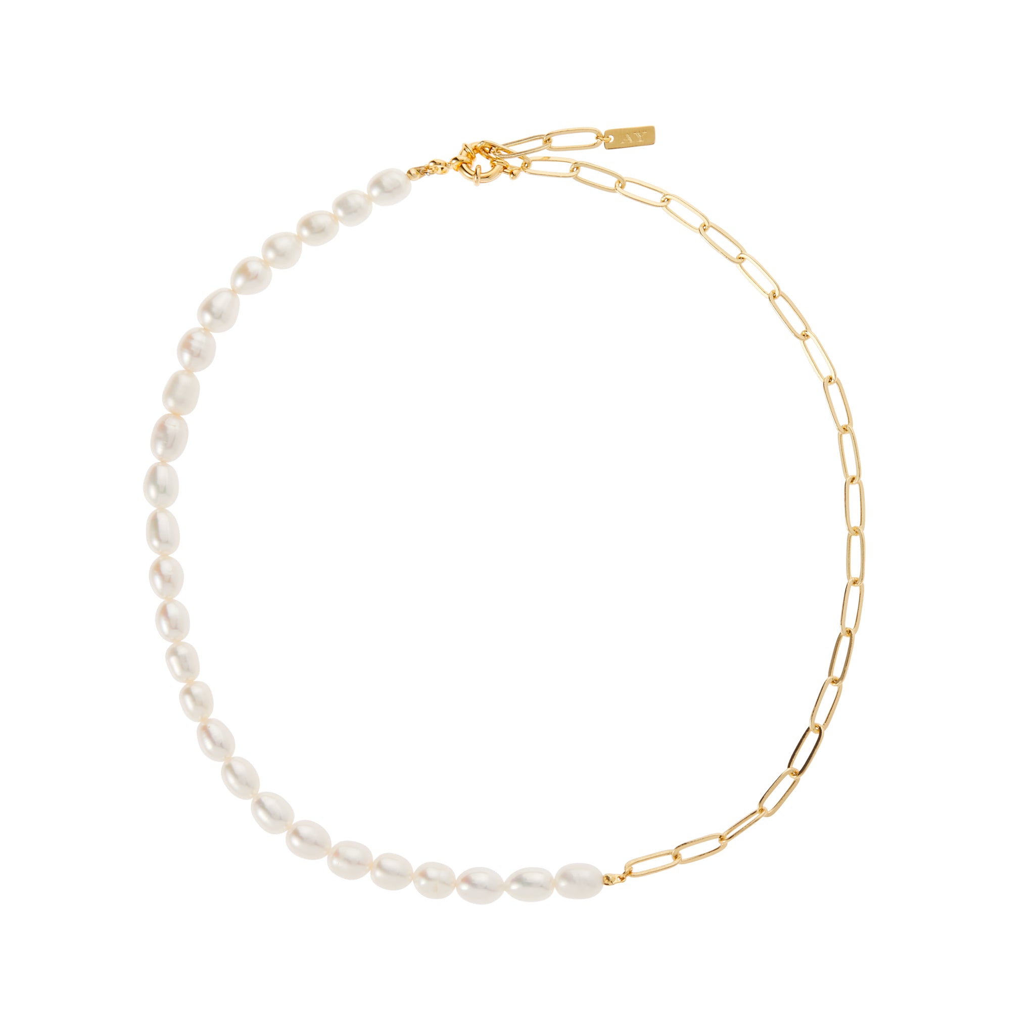 half gold half pearl choker