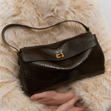 Valentina Bag - Cocoa Croc Embossed