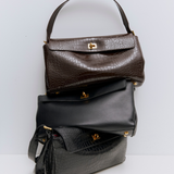 Valentina Bag - Cocoa Croc Embossed