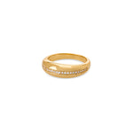 domed gold ring with crystals