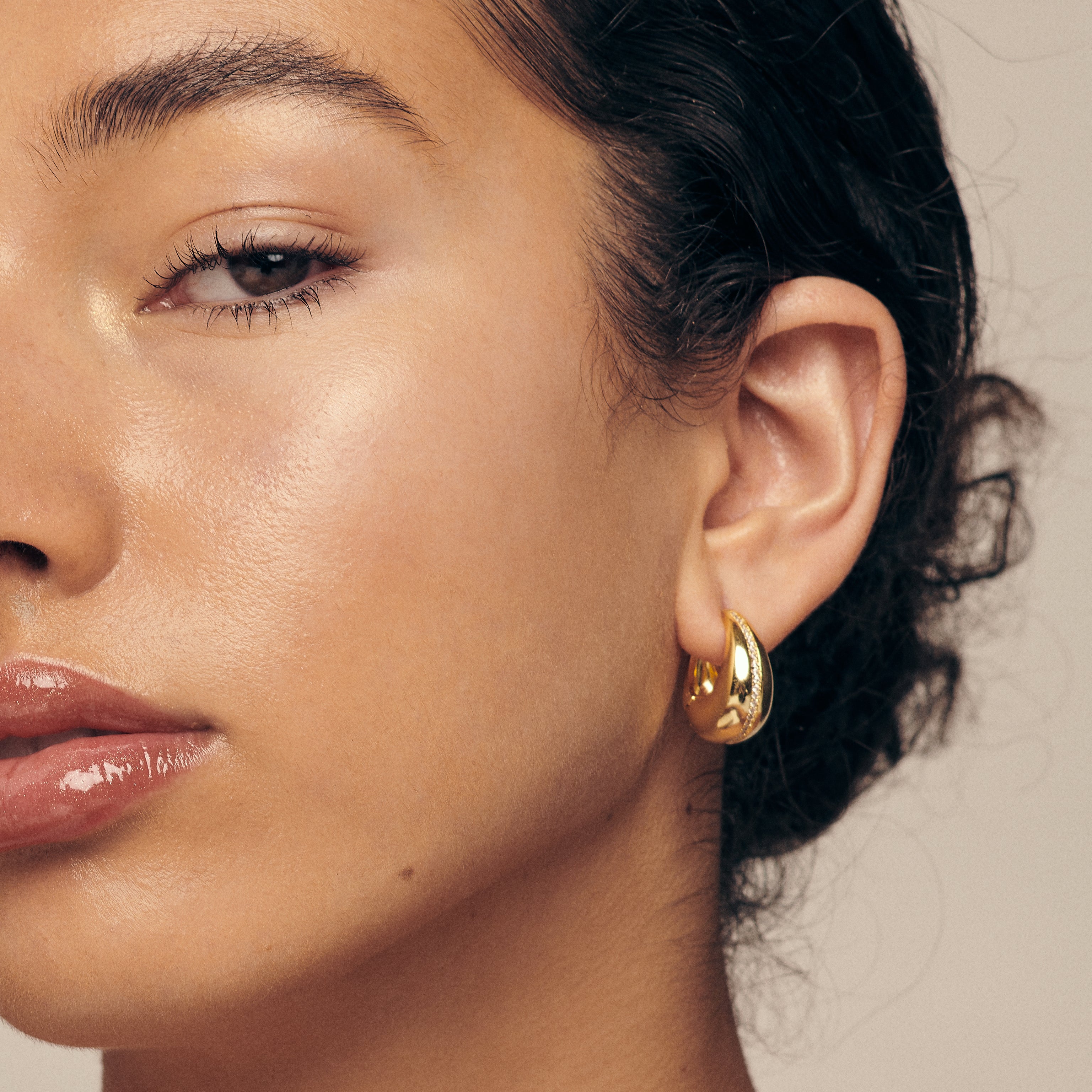 domed gold hoop earrings