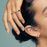 domed gold ring with crystals