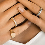 dainty gold signet ring with crystals