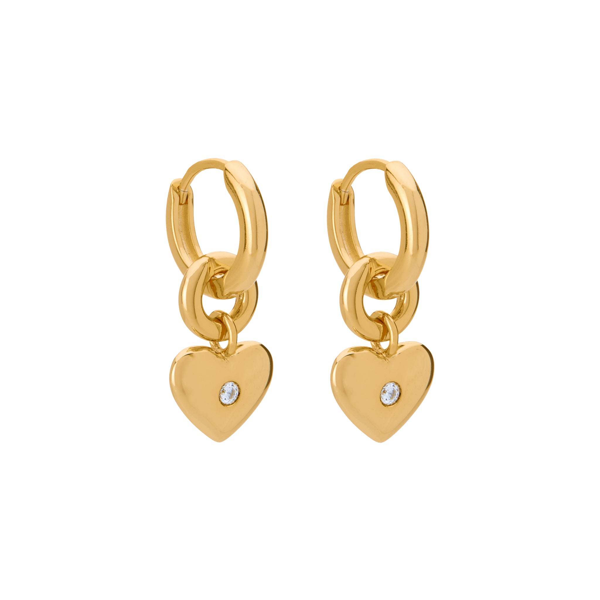 dangly gold heart earrings