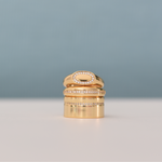 small gold signet ring with crystals